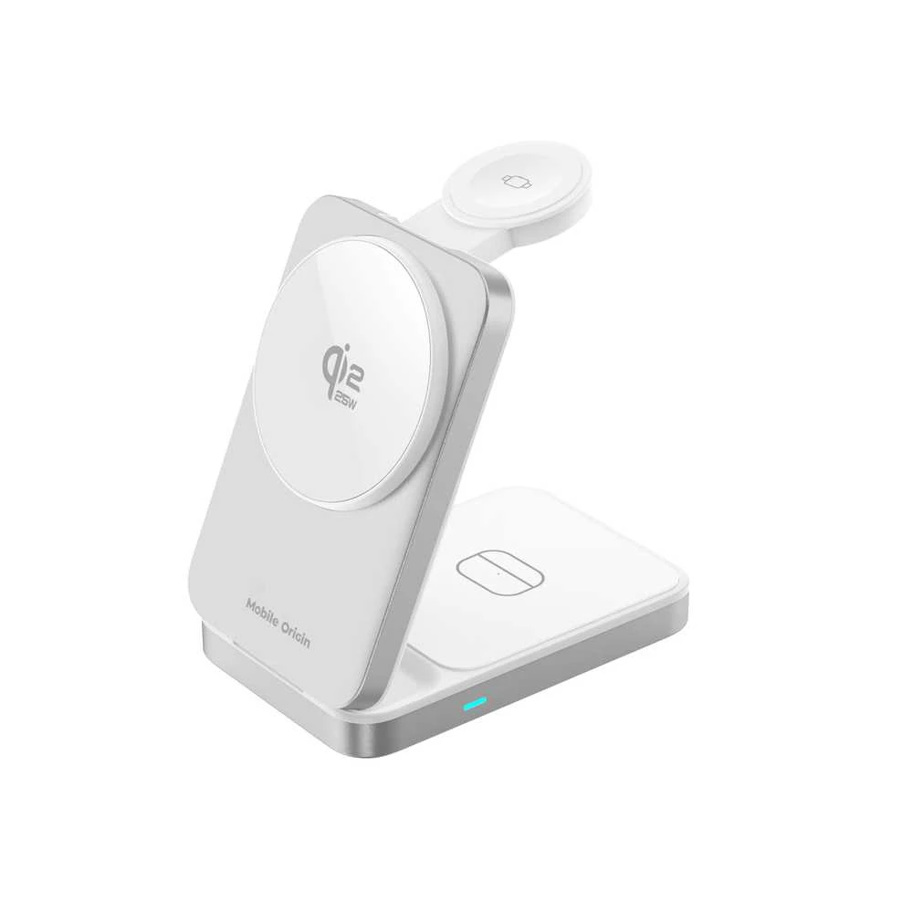 „Mobile Origin 3in1 Qi2 25W“ sulankstomas įkrovimo stovas PW35, suderinamas su „MagSafe“