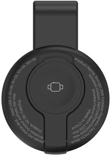 Mobile Origin 3 viename Qi2 25 W sulankstomas magnetinis įkrovimo padėkliukas PW34, juodas