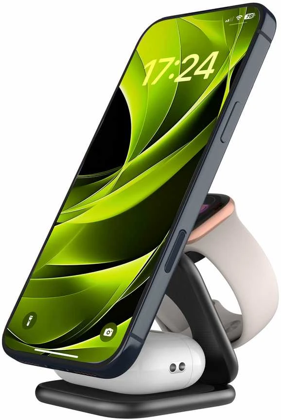 Mobile Origin 3 viename Qi2 25W itin plonas sulankstomas įkroviklis PW36 suderinamas su MagSafe matinė juoda