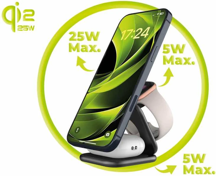 Mobile Origin 3 viename Qi2 25W itin plonas sulankstomas įkroviklis PW36 suderinamas su MagSafe matinė juoda