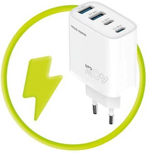 Įkroviklis Mobile Origin 40W GaN sieninis įkroviklis PW22 - 2x USB-C + 2x USB-A