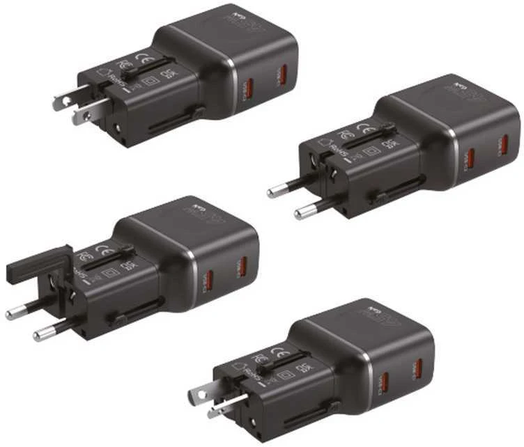Įkroviklis Mobile Origin 45W Travel Adapteris, EU/US/UK/AU PW26, juodas