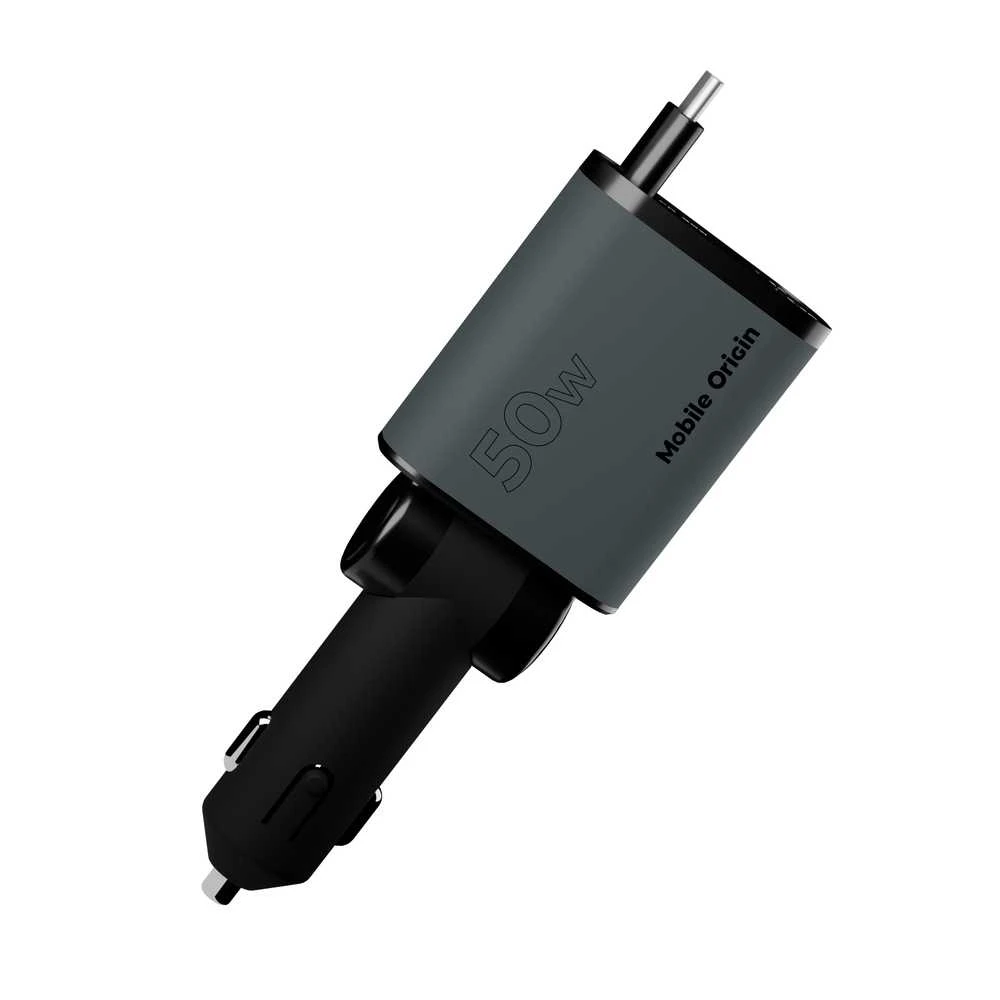 „Mobile Origin 4in1 50W“ automobilinis įkroviklis CA28 – USB-C + USB-A, USB-C ir „Lightning“ laidas