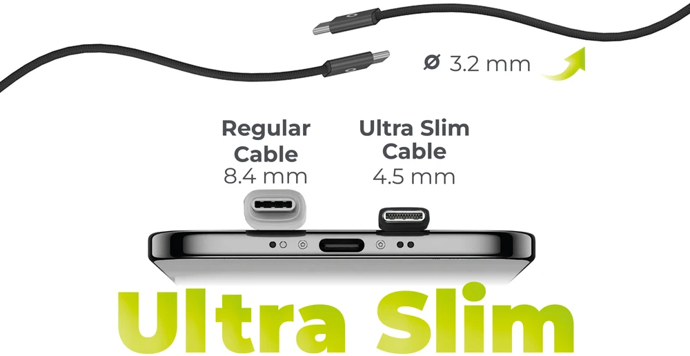 „Mobile Origin“ 60 W itin plonas USB-C į USB-C laidas, 1 m, CB11, Juodas