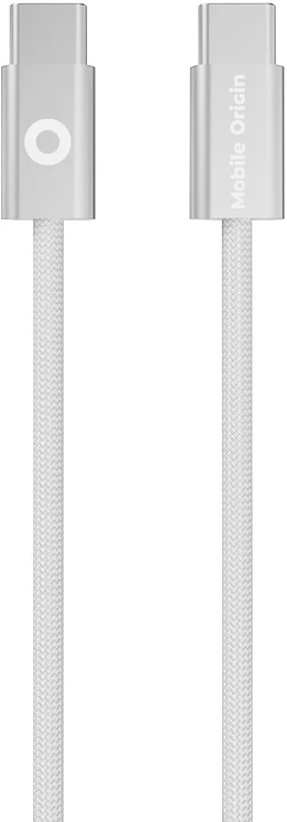 „Mobile Origin“ 60 W itin plonas USB-C į USB-C kabelis, 1 m, CB11 Baltas