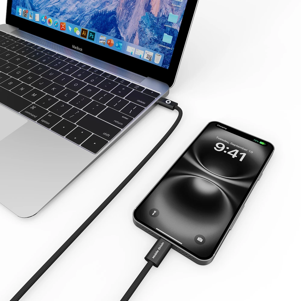 „Mobile Origin“ 60 W itin plonas USB-C į USB-C laidas, 1 m, CB11, Juodas