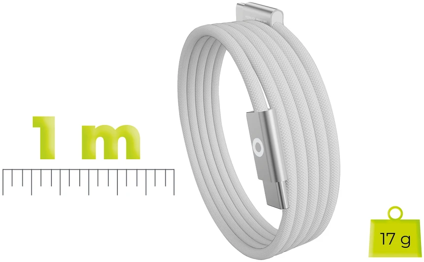 „Mobile Origin“ 60 W itin plonas USB-C į USB-C kabelis, 1 m, CB11 Baltas