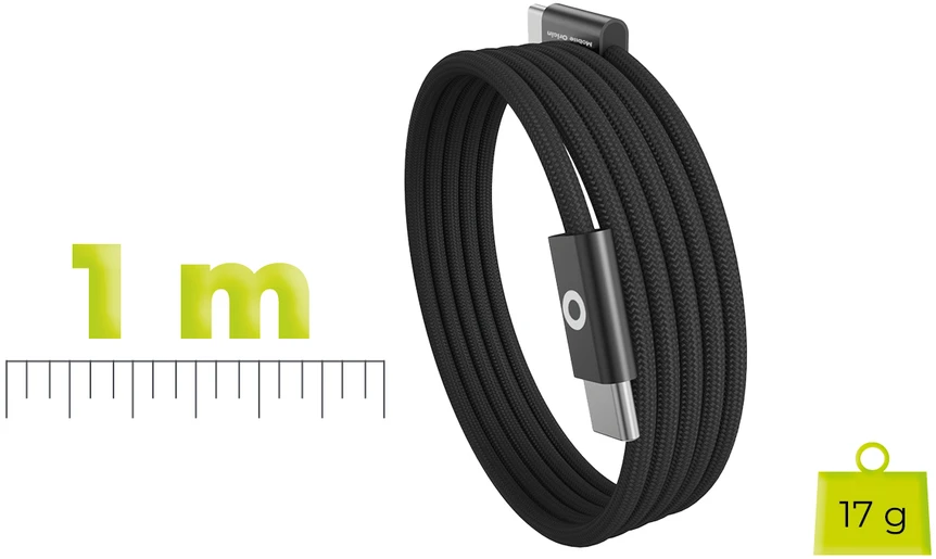 „Mobile Origin“ 60 W itin plonas USB-C į USB-C laidas, 1 m, CB11, Juodas