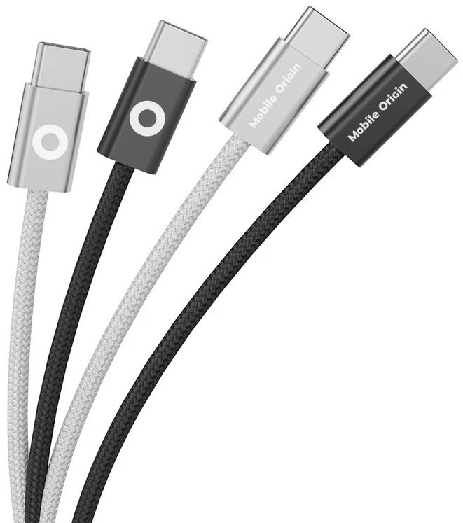 „Mobile Origin“ 60 W itin plonas USB-C į USB-C kabelis, 1 m, CB11 Baltas