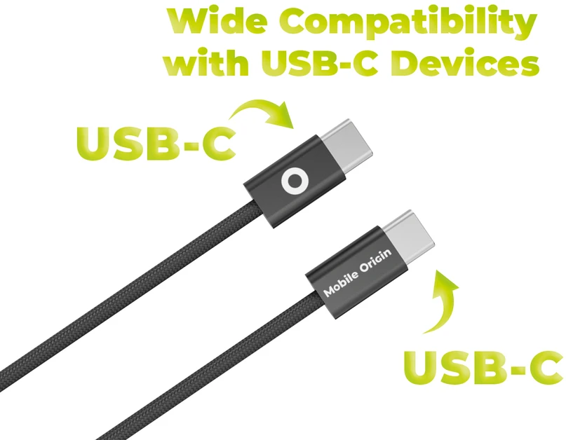 „Mobile Origin“ 60 W itin plonas USB-C į USB-C laidas, 1 m, CB11, Juodas