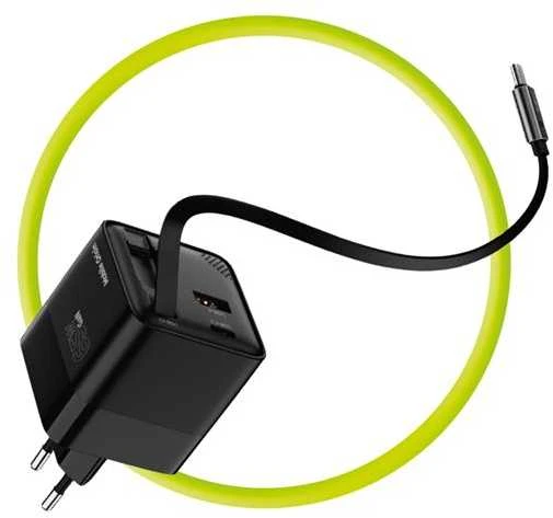 Įkroviklis Mobile Origin 65W GaN Ekranas Charger PW2 - USB-C Cable + USB-C + USB-A