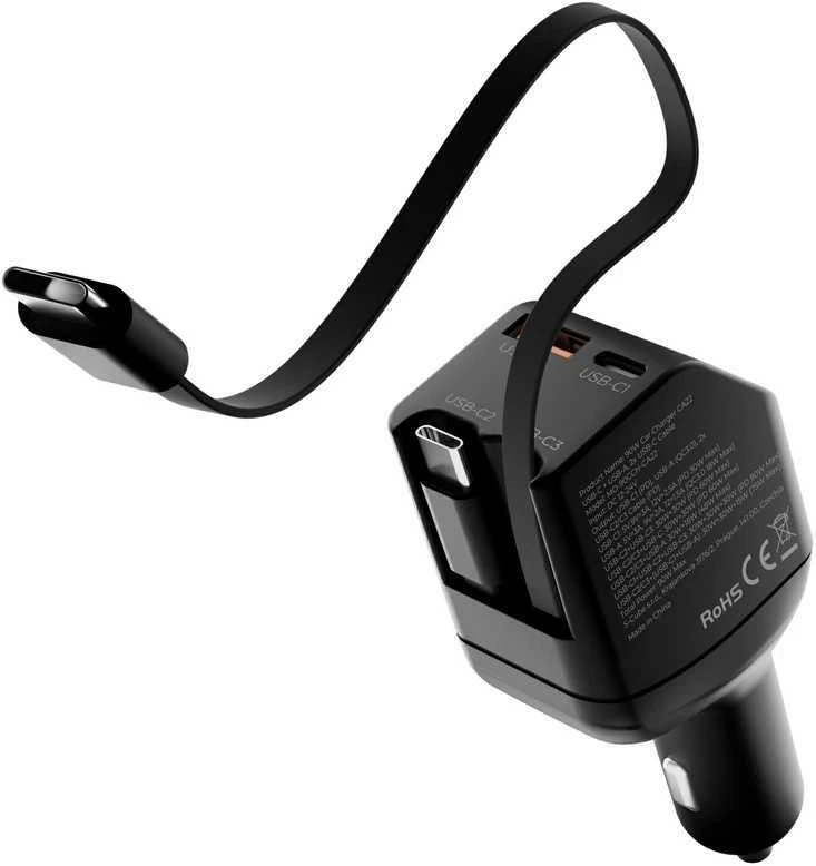 Mobile Origin 90 W automobilinis įkroviklis CA22 - USB-C + USB-A, 2x USB-C laidai