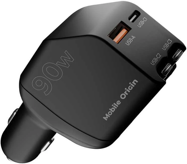 Mobile Origin 90 W automobilinis įkroviklis CA22 - USB-C + USB-A, 2x USB-C laidai
