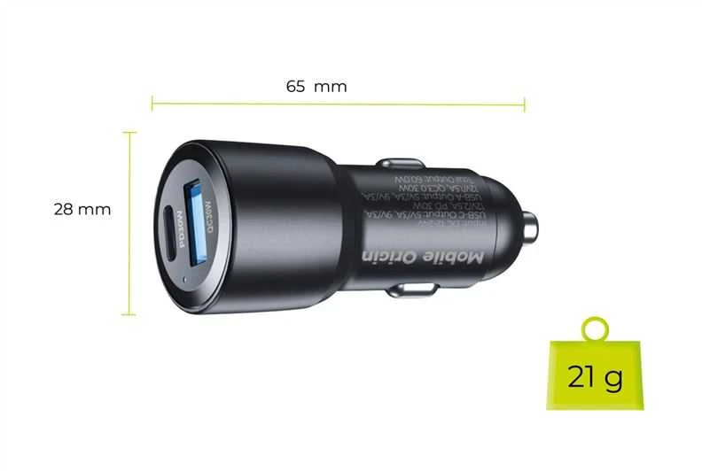 Mobile Origin automobilinis įkroviklis 60 W USB-C ir USB-A