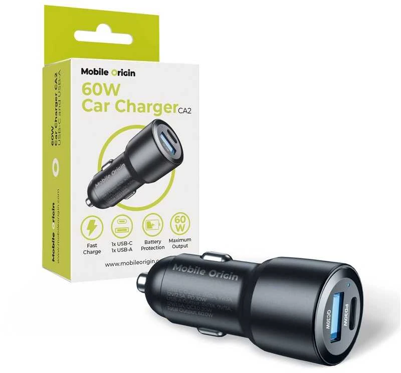 Mobile Origin automobilinis įkroviklis 60 W USB-C ir USB-A