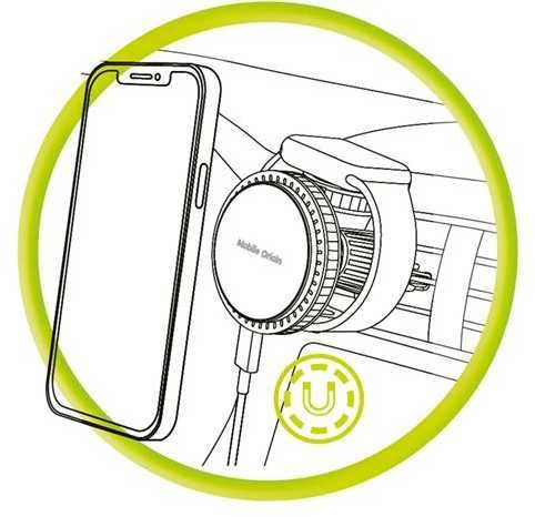 „Mobile Origin“ belaidis automobilio ventiliacijos angos įkroviklis CA18, suderinamas su „Apple Watch“ / „iPhone“ ir „MagSafe“