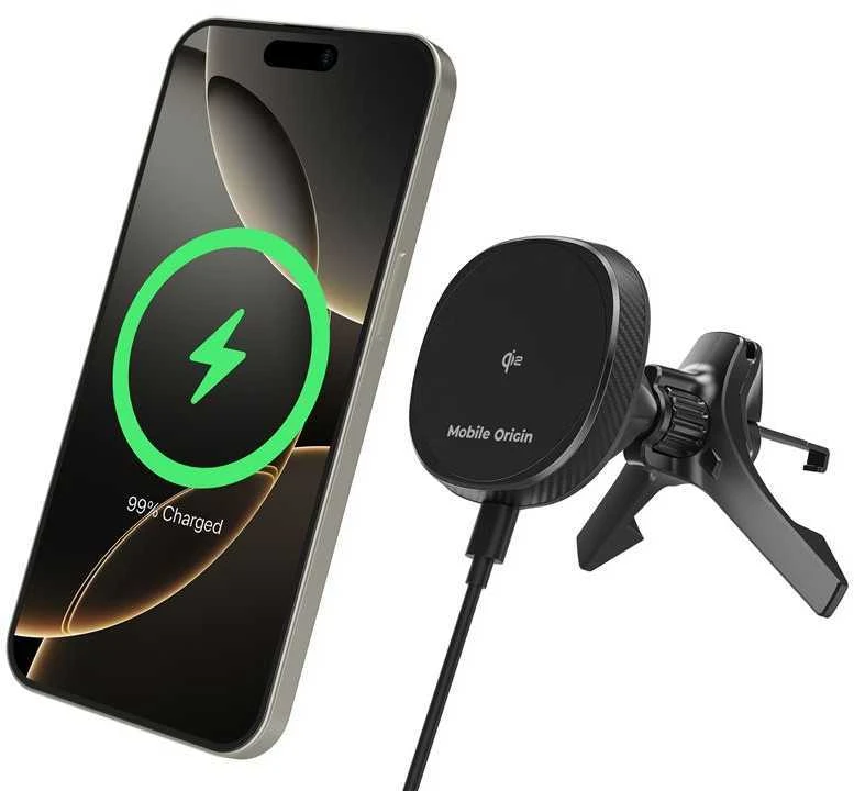 Mobile Origin belaidis automobilio ventiliacijos angos Qi2 įkroviklis CA15