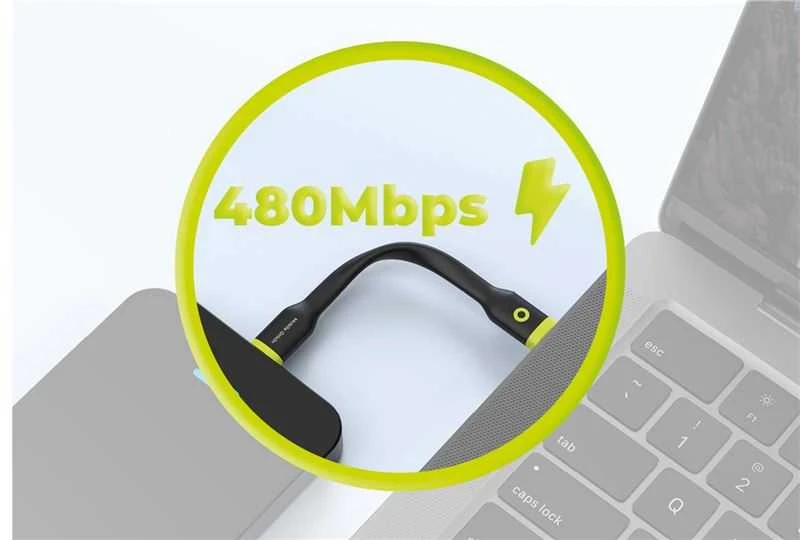 Mobile Origin Kompaktiškas USB-C į USB-C kabelis, juodas