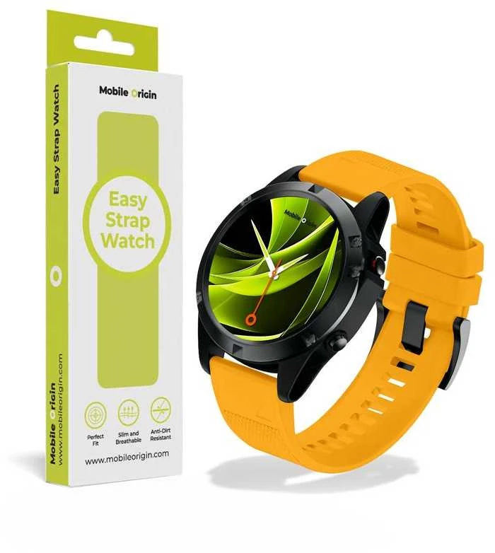 Mobile Origin Lengvai keičiamas Quick Fit dirželis, skirtas Garmin ES1, 22 mm, geltonas