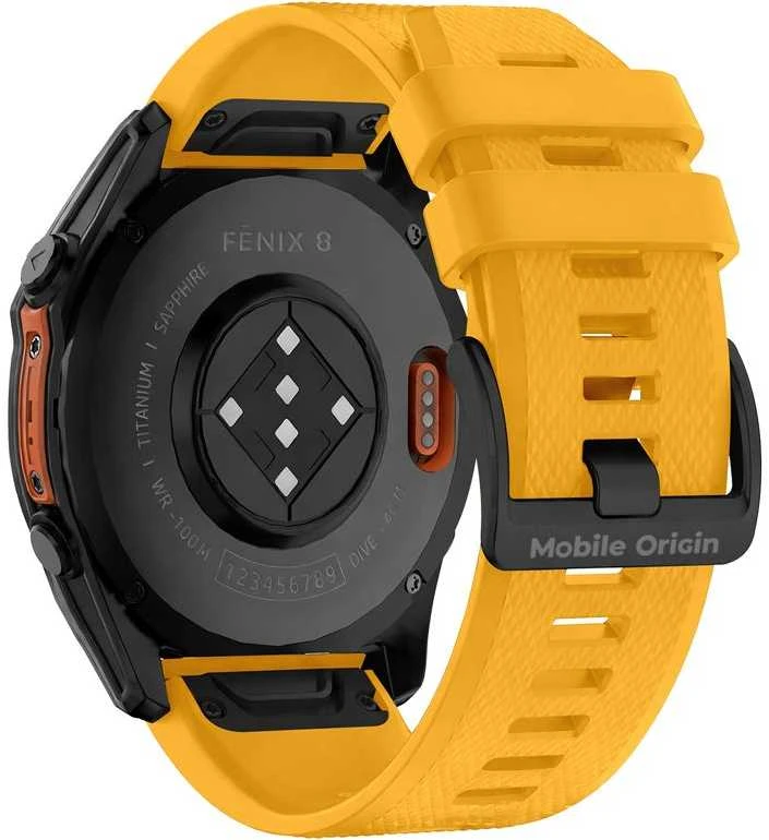 Mobile Origin lengvai keičiamas Quick Fit dirželis, skirtas Garmin ES1, 26 mm, geltonas