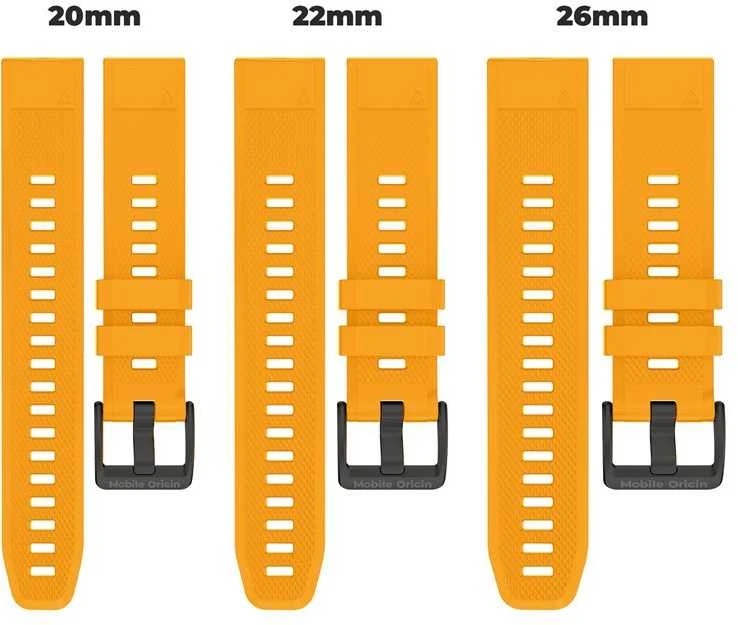Mobile Origin lengvai keičiamas Quick Fit dirželis, skirtas Garmin ES1, 26 mm, geltonas