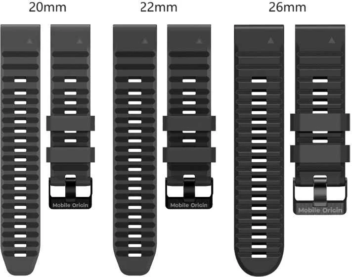 Mobile Origin Lengvai pritvirtinamas dirželis Quick Fit, skirtas Garmin ES2, 22 mm, juodas