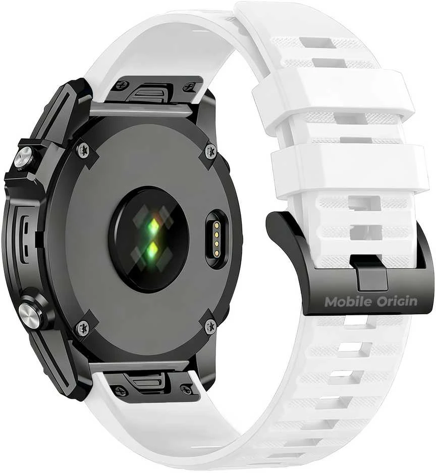 Mobile Origin Lengvai keičiamas QuickFit dirželis, skirtas Garmin ES2, 26 mm, baltas