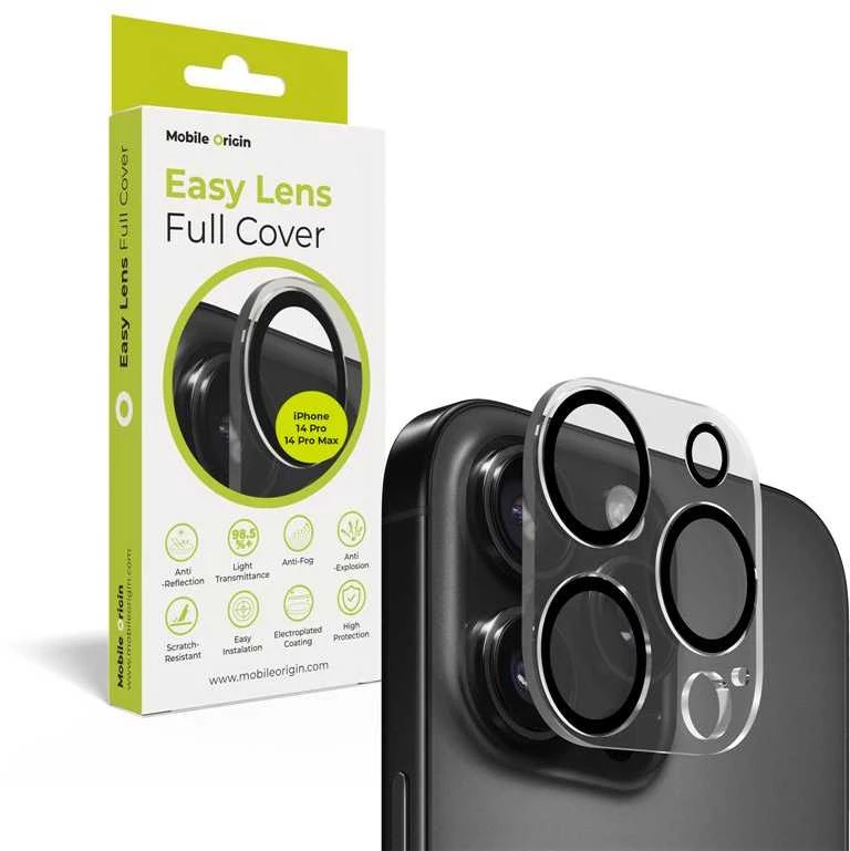 „Mobile Origin Easy Lens“ pilnas dangtelis, skaidrus – „iPhone 14 Pro / 14 Pro Max“