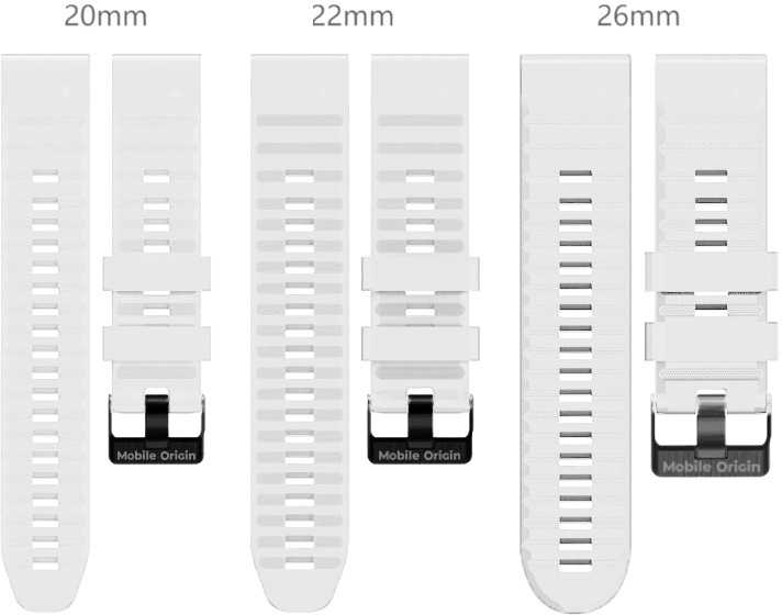 Mobile Origin Easy Strap silikoninis dirželis, skirtas Garmin ES2, 20 mm, baltas