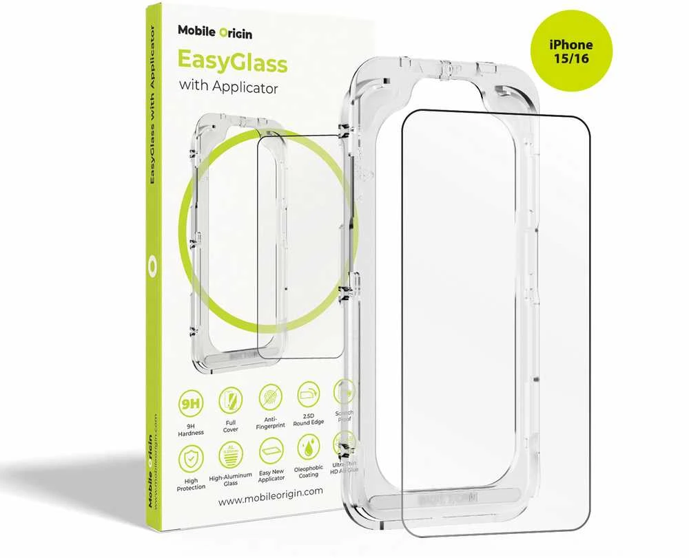 „Mobile Origin EasyGlass“ su aplikacija „iPhone 15“ / „iPhone 16“