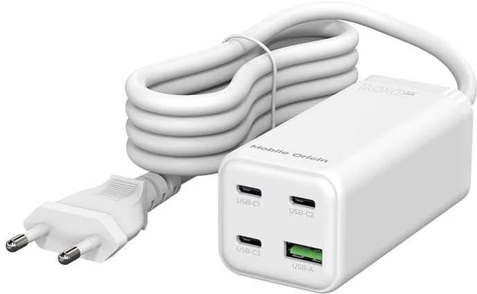 „Mobile Origin GaN“ 100 W kompaktiškas „MultiHub“ įkroviklis PW18 su 3 USB-C + USB-A jungtimis