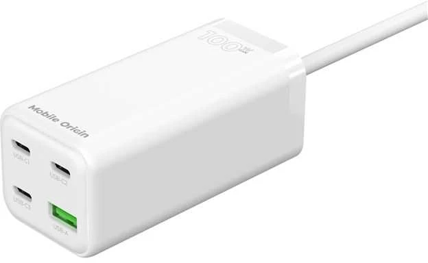 „Mobile Origin GaN“ 100 W kompaktiškas „MultiHub“ įkroviklis PW18 su 3 USB-C + USB-A jungtimis