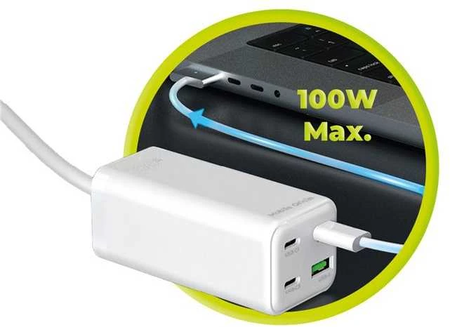 „Mobile Origin GaN“ 100 W kompaktiškas „MultiHub“ įkroviklis PW18 su 3 USB-C + USB-A jungtimis