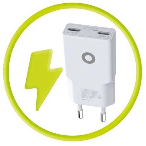 Įkroviklis Mobile Origin GaN 30W Slim Charger TÃœV, MO18 - Dual USB-C