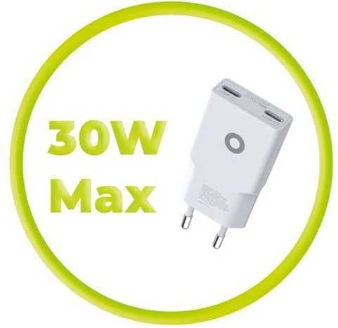 Įkroviklis Mobile Origin GaN 30W Slim Charger TÃœV, MO18 - Dual USB-C