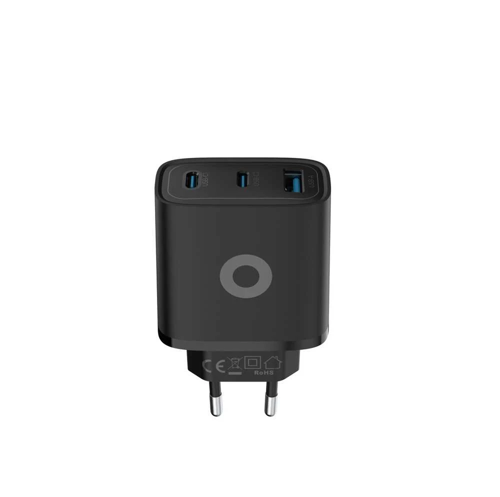 Mobile Origin GaN 40W laidinis įkroviklis MO13, juodos spalvos 1 USB-A + 2 USB-C
