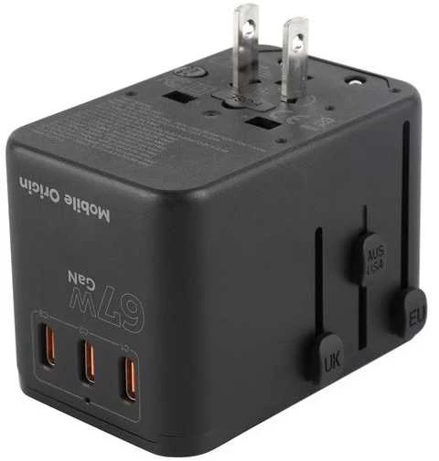 „Mobile Origin GaN 67W“ kelioninis adapteris PW5 EU/UK/US/AUS, 3x USB-C + USB-A