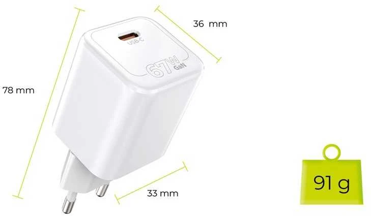 Įkroviklis Mobile Origin GaN 67W Super Charger Single USB-C PW6