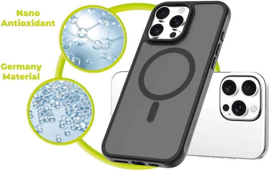 Mobile Origin hibridinis „MagSafe“ dėklas, matinis juodas – „iPhone 16 Pro Max“