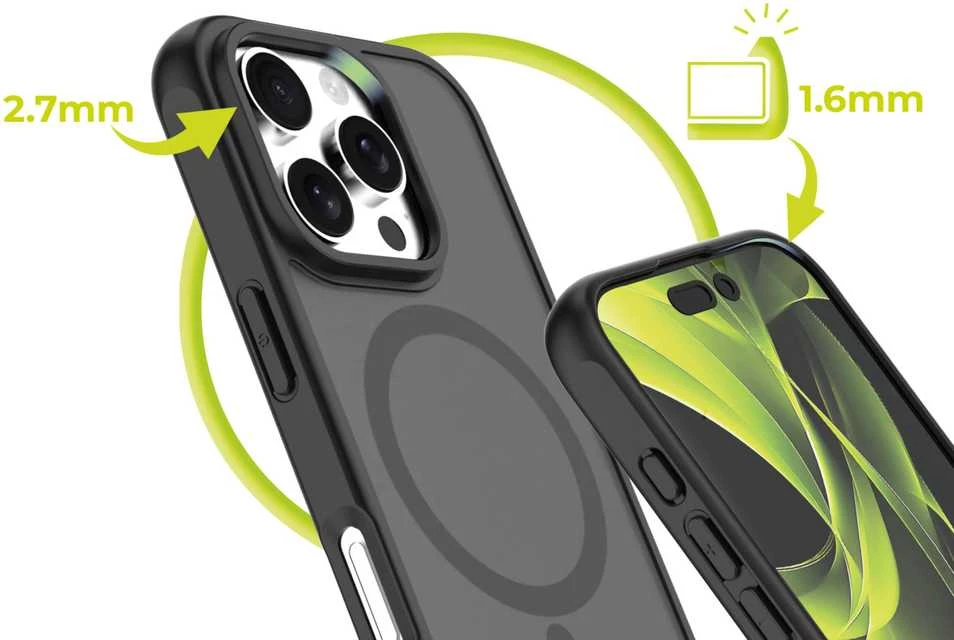 Mobile Origin hibridinis „MagSafe“ dėklas, matinis juodas – „iPhone 16 Pro“