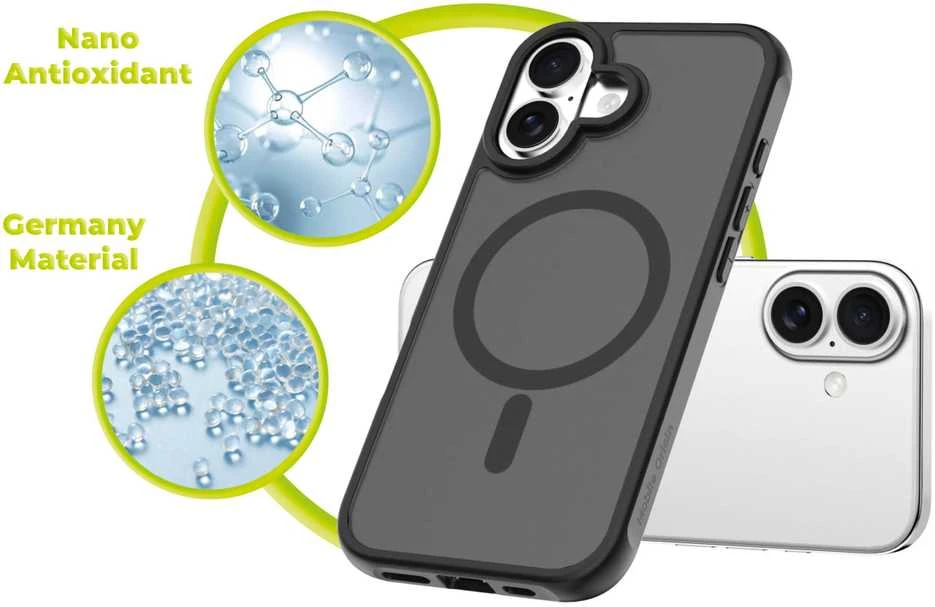 Mobile Origin hibridinis „MagSafe“ dėklas, matinis juodas – „iPhone 16“