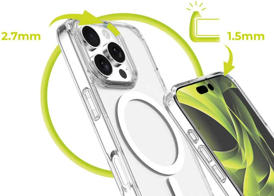 „Mobile Origin“ hibridinis „MagSafe“ dėklas, skaidrus – „iPhone 16 Pro“