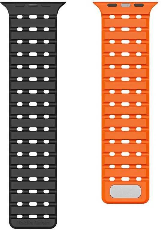 Mobile Origin magnetinis dirželis, juodas/oranžinis - AW Ultra 2/1 (49 mm) 9/8/7 (45 mm)/6/SE/5/4 (44 mm)/3/2/1 (42 mm)