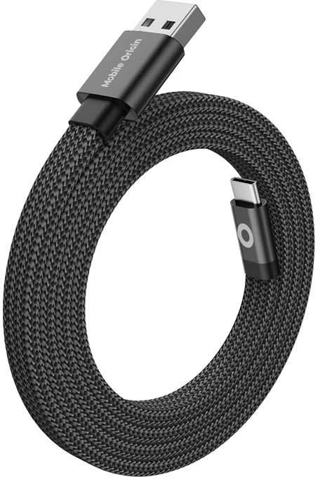 Mobile Origin Plokščias magnetinis patentuotas originalus USB-A į USB-C laidas, 1 m, juodas