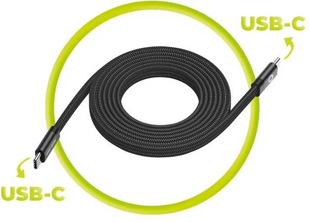 Mobile Origin Magnetinis plokščias patentuotas originalus USB-C į USB-C kabelis, 1 m, juodas