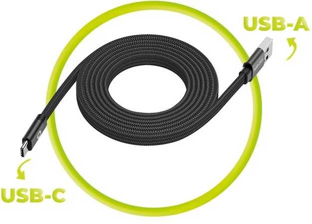 Mobile Origin Plokščias magnetinis patentuotas originalus USB-A į USB-C laidas, 1 m, juodas