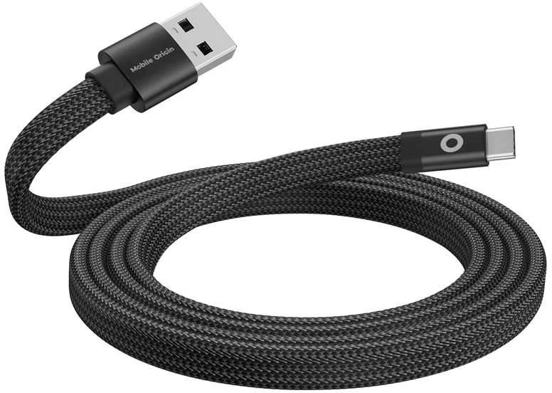 Mobile Origin Plokščias magnetinis patentuotas originalus USB-A į USB-C laidas, 1 m, juodas