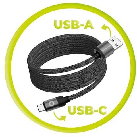 Mobile Origin Magnetinis patentuotas originalus kabelis USB-A į USB-C 1 m, juodas