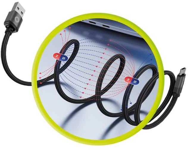 Mobile Origin Magnetinis patentuotas originalus kabelis USB-A į USB-C 1 m, juodas