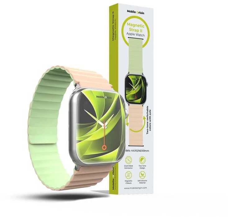 Mobile Origin Magnetinis laikrodžio dirželis II, rožinis/šviesiai žalias - Apple Watch 49mm/46mm/45mm/44mm
